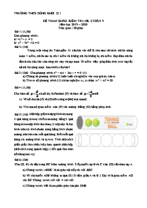 Đề tham khảo thi học kì 2 môn Toán Lớp 9 - Năm học 2019-2020 - Trường THCS Đồng Khởi